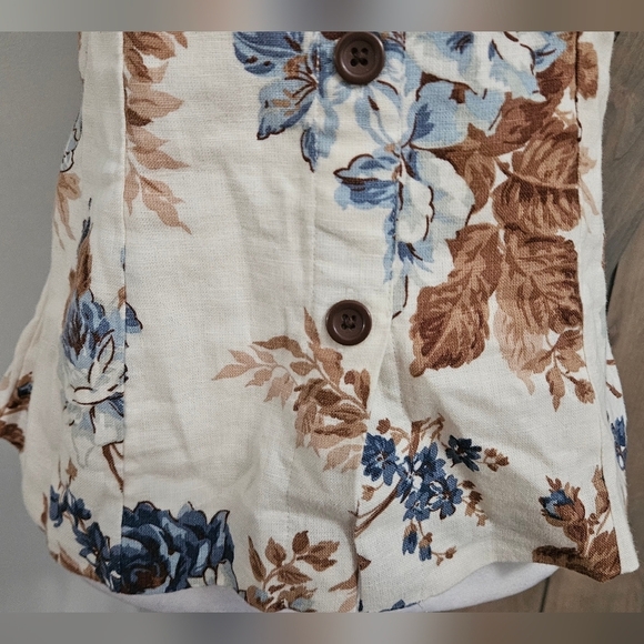 ABERCROMBIE & FITCH Strapless flared hem top in cream botanical print.XS NWT - Picture 8 of 13